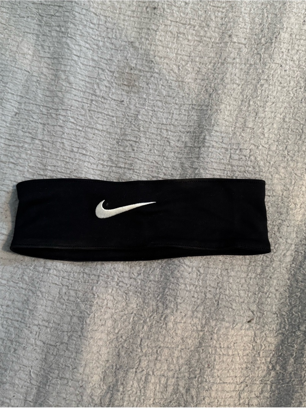 Nike Black Headband with White Swoosh Logo